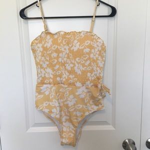 yellow floral one piece size: m